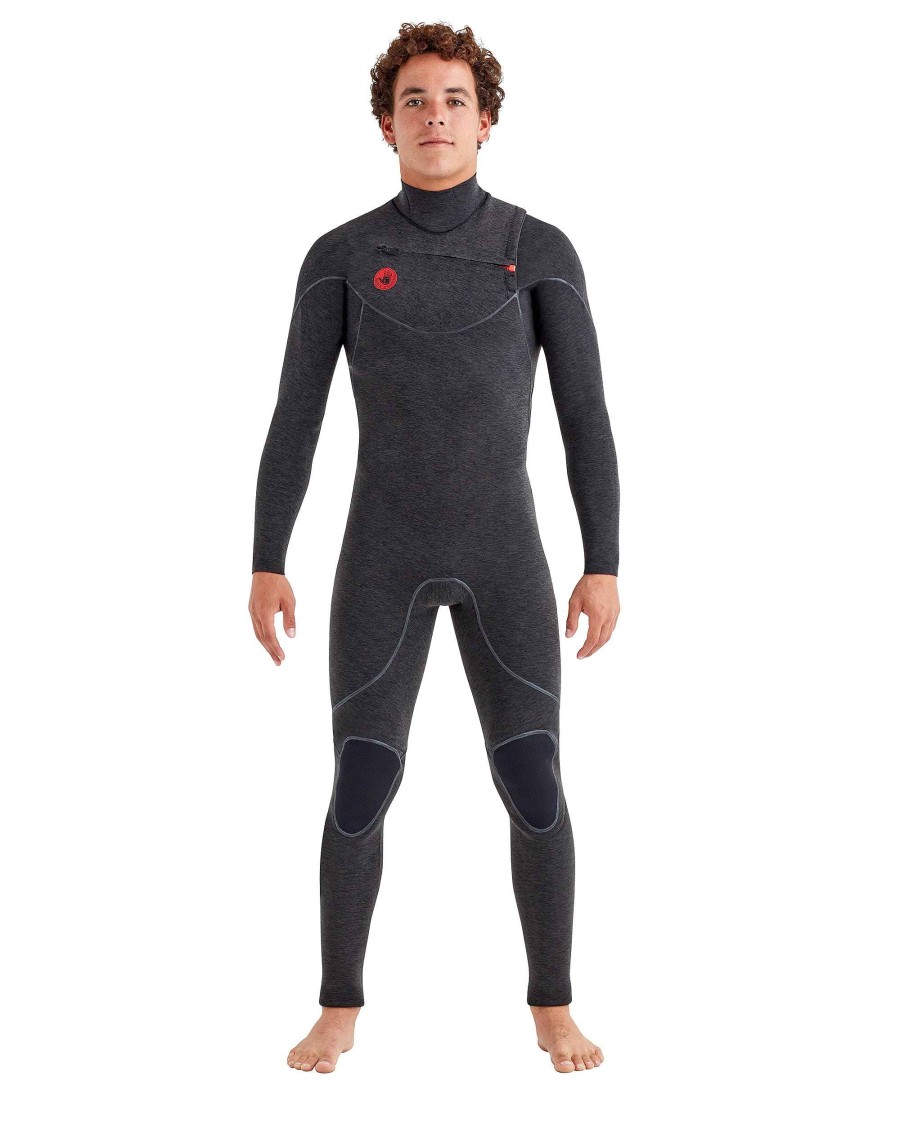 Men SDI Wetsuits | Red Cell 2Mm Slant-Zip Men'S Fullsuit - Black Heather Wetsuit: Black