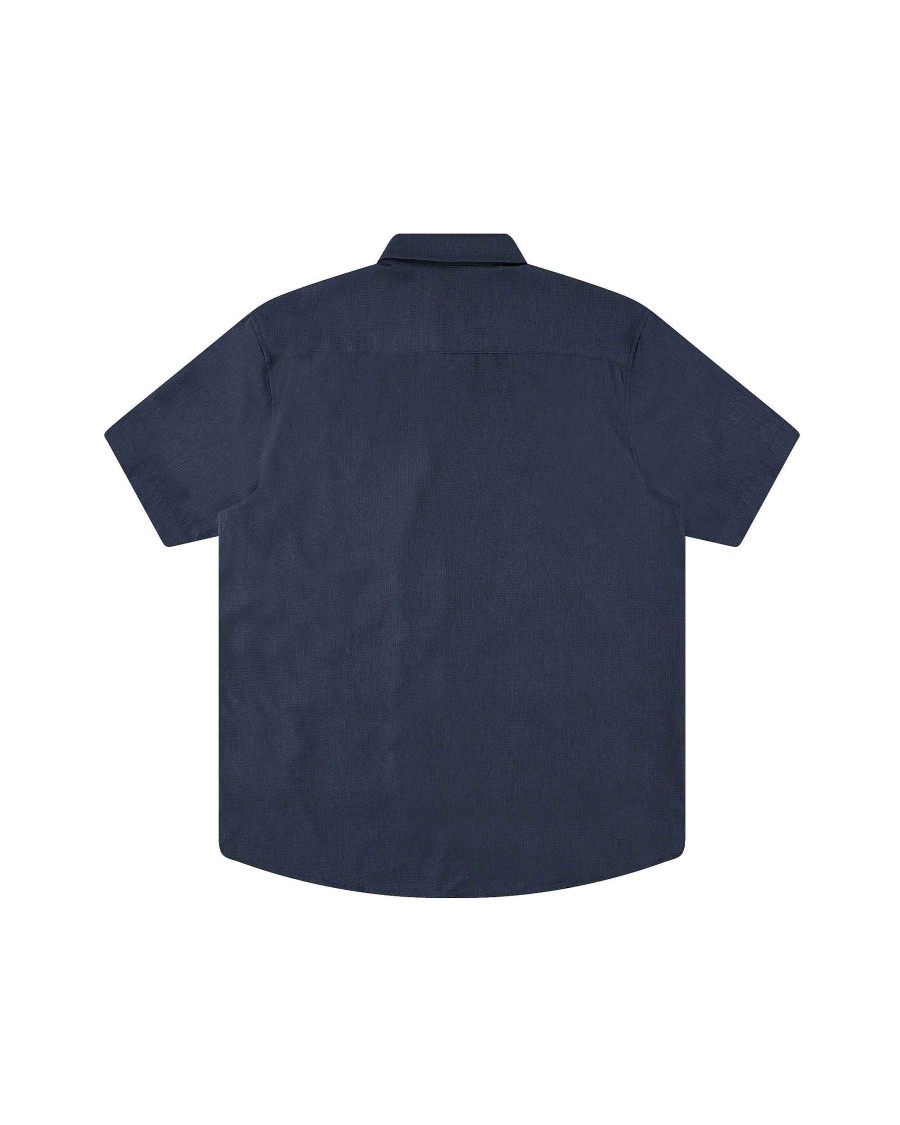 Men Island Daze Button Up Shirts | The Breeze Upf 50+ Button-Up Navy