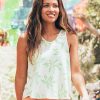 Women Jerry Leigh Tops | Women'S Palm Scramble V-Neck Tank Cream