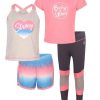 Kids Babyfair Apparel & Activewear | Toddler Girls' Four-Piece Foil Logo/Heart Graphic Set Blue & Pink