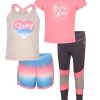 Kids Babyfair Apparel & Activewear | Girls' Four-Piece Foil Logo/Heart Graphic Set (4-6X) Blue & Pink