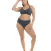 Swimwear SGS Plus Size Swimwear | Stardust Ruth Plus Size Fixed Triangle Swim Top Black