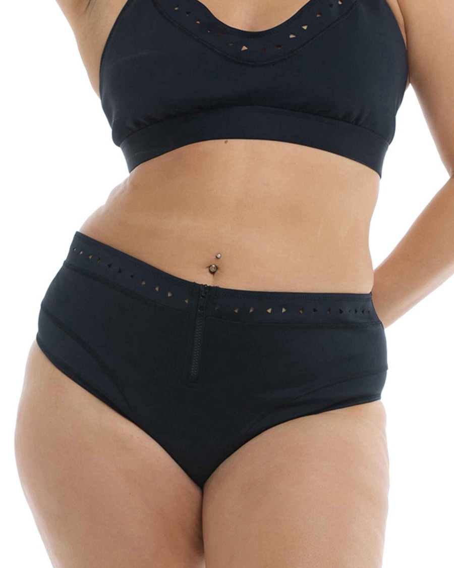 Swimwear SGS Plus Size Swimwear | Constellation Marlee Plus Size High-Waist Bikini Bottom Black