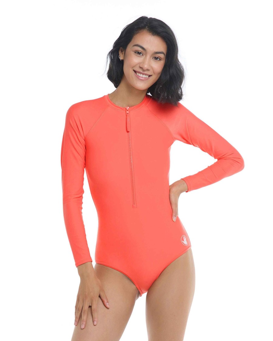 Swimwear SGS Cross-Overs | Smoothies Channel Cross-Over Long Sleeve Swimsuit Sunset