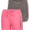 Kids Babyfair Apparel & Activewear | Girls' Solid And Side-Stripe Shorts Set (7-12) Pink & Dark Grey