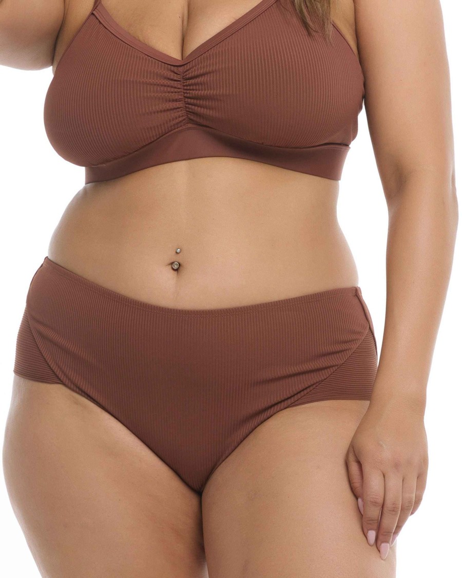 Swimwear SGS Plus Size Swimwear | Ibiza Coco Plus Size Bikini Bottom Brown