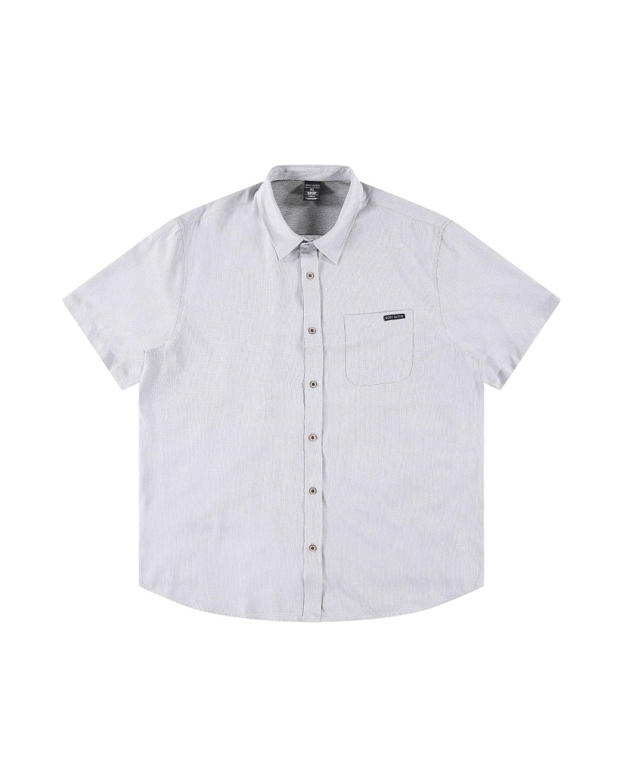 Men Island Daze Button Up Shirts | The Breeze Upf 50+ Button-Up Shirt Light Grey