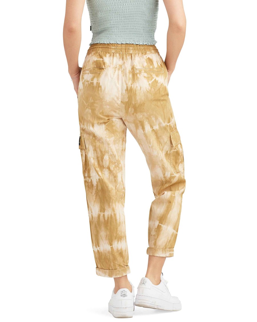 Women Jerry Leigh Bottoms | Camelia Mid-Rise Cargo Pants - Tie/Dye Sand/White