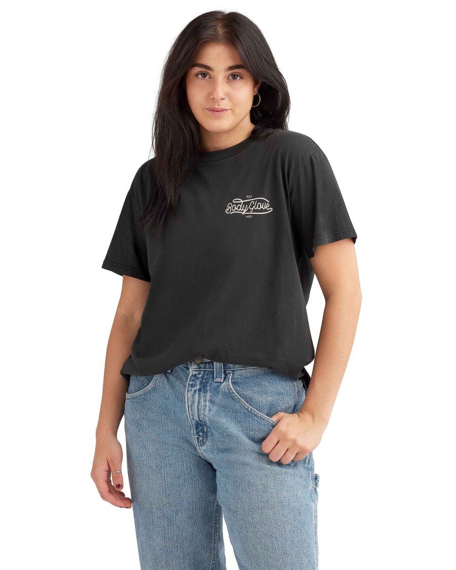 Women Jerry Leigh Tops | Hermosa Badge Short-Sleeved T-Shirt Black