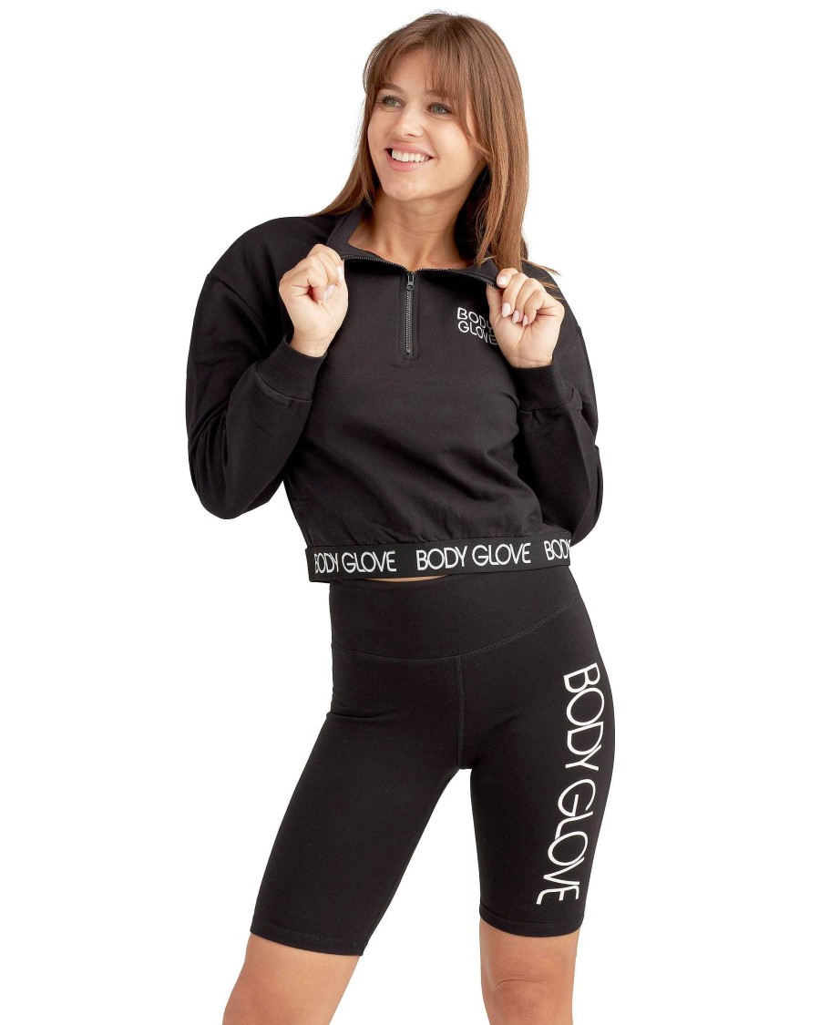 Women Jerry Leigh Sets | Come On Over Mock Half-Zip Pullover Black