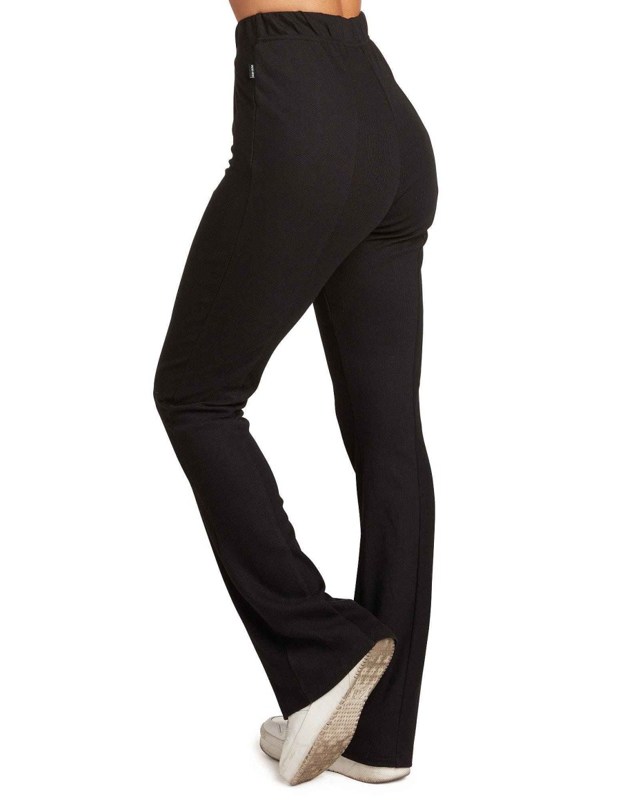 Women Jerry Leigh Leggings | Kendal High Waisted Ribbed Flare Legging Black