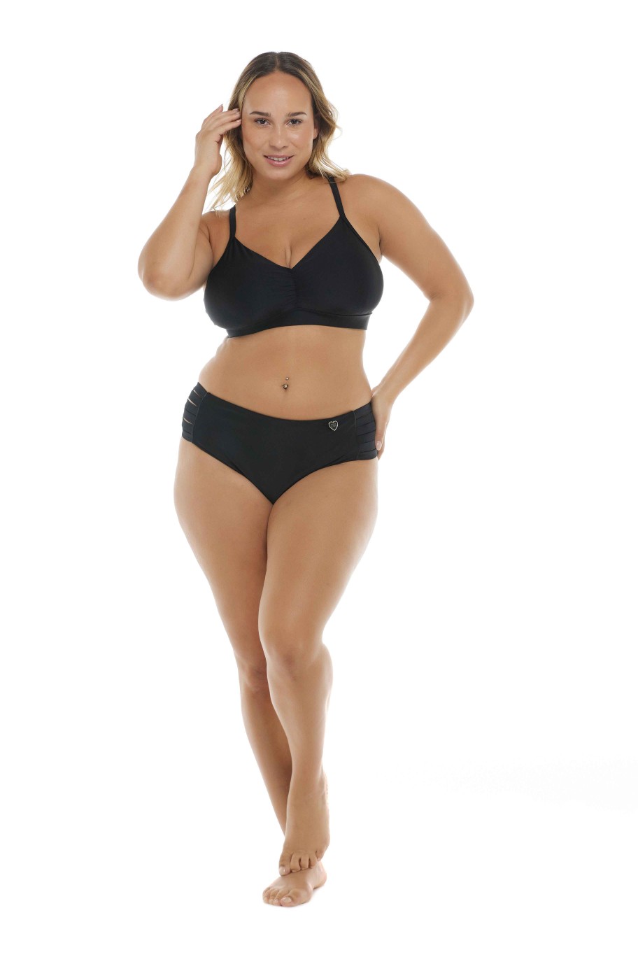 Swimwear SGS Plus Size Swimwear | Smoothies Retro Plus Size Swim Top Black