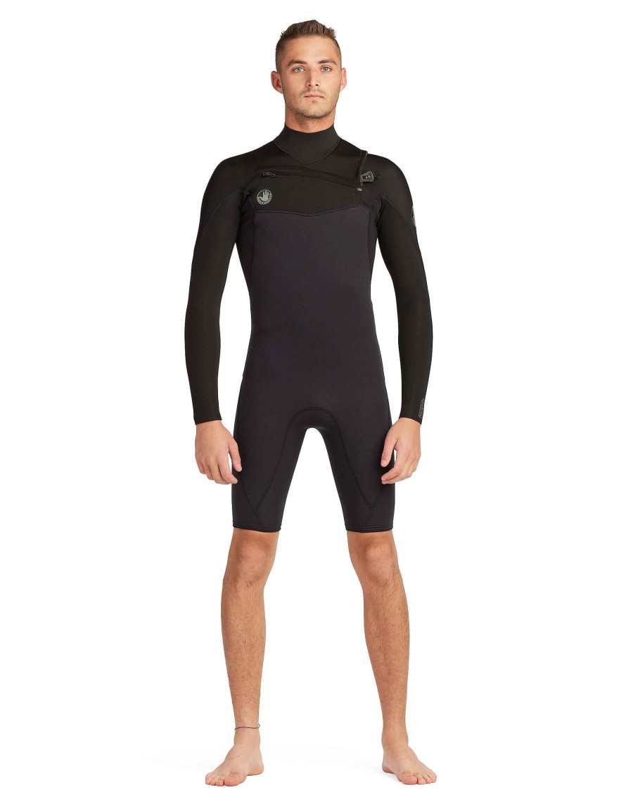 Men SDI Wetsuits | Phoenix 2Mm Men'S Chest-Zip L/S Springsuit Black