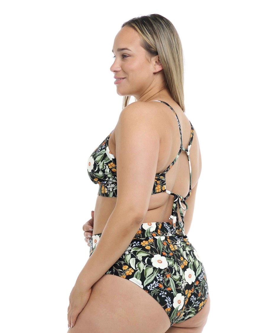 Swimwear SGS Plus Size Swimwear | Inflorescence Plus-Size Woodstock Bikini Bottom Black