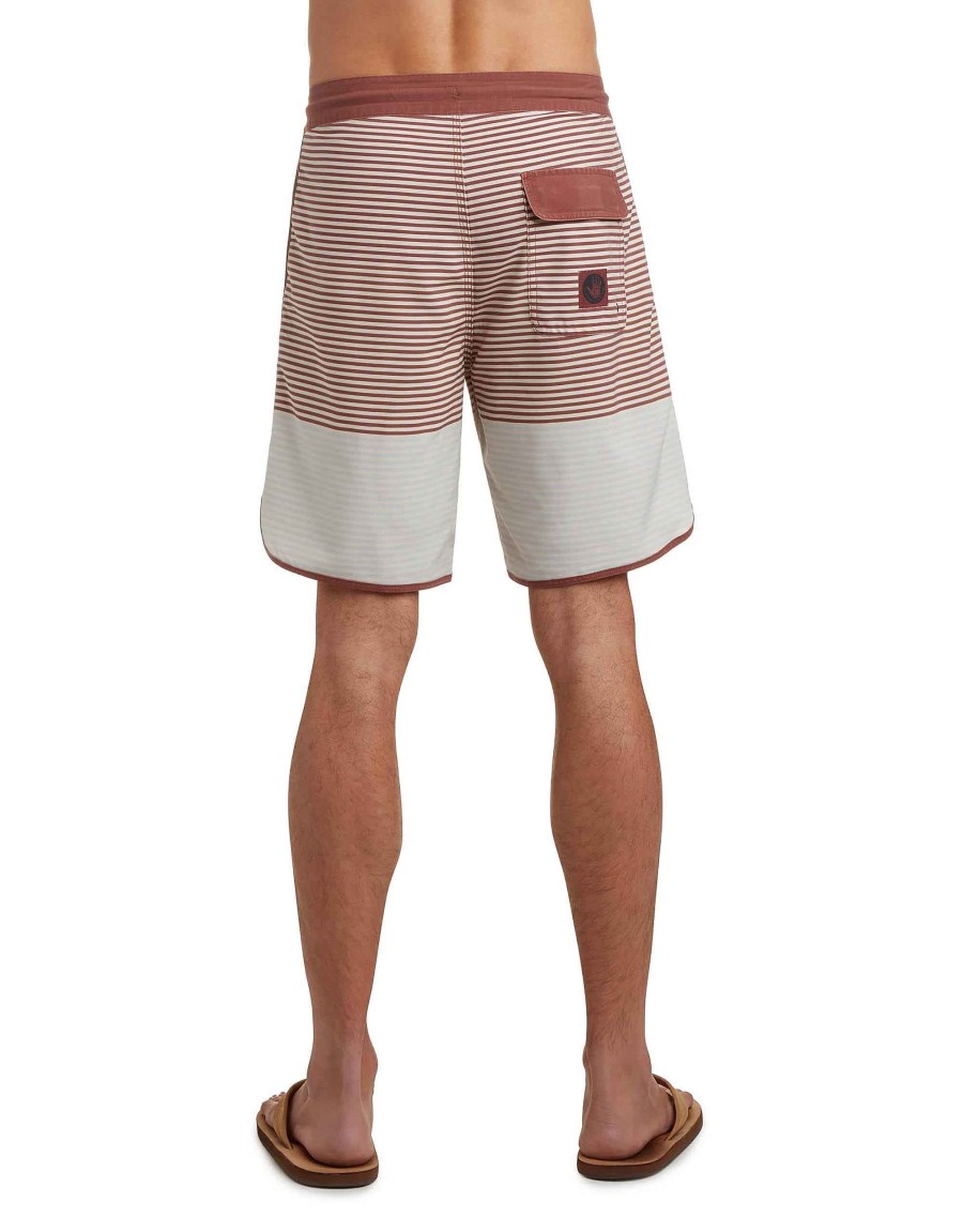 Swimwear Jerry Leigh Boardshorts | Og Scallop 19" Boardshorts - Burgandy Stripe Burgundy Stripe