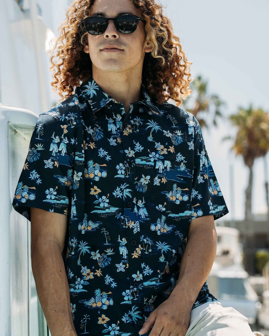 Men Island Daze Button Up Shirts | Hapuna Button-Up Shirt Navy