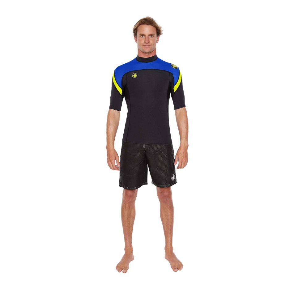 Wetsuits SDI Springsuits | Super Rover Wetsuit Top - Black/Lime Blue Lime