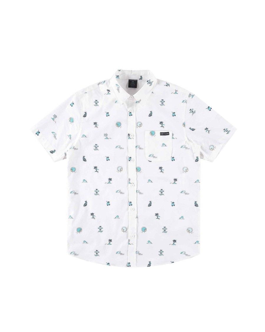 Men Island Daze Button Up Shirts | Tropic Trip Button-Up Shirt White