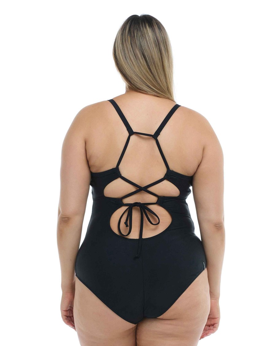 Swimwear SGS Plus Size Swimwear | Smoothies Sandbar Plus Size One-Piece Swimsuit Black