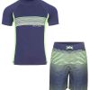 Kids Babyfair Paddle Pals | Boys' Rash Guard & Swim Shorts Set Blue & Green