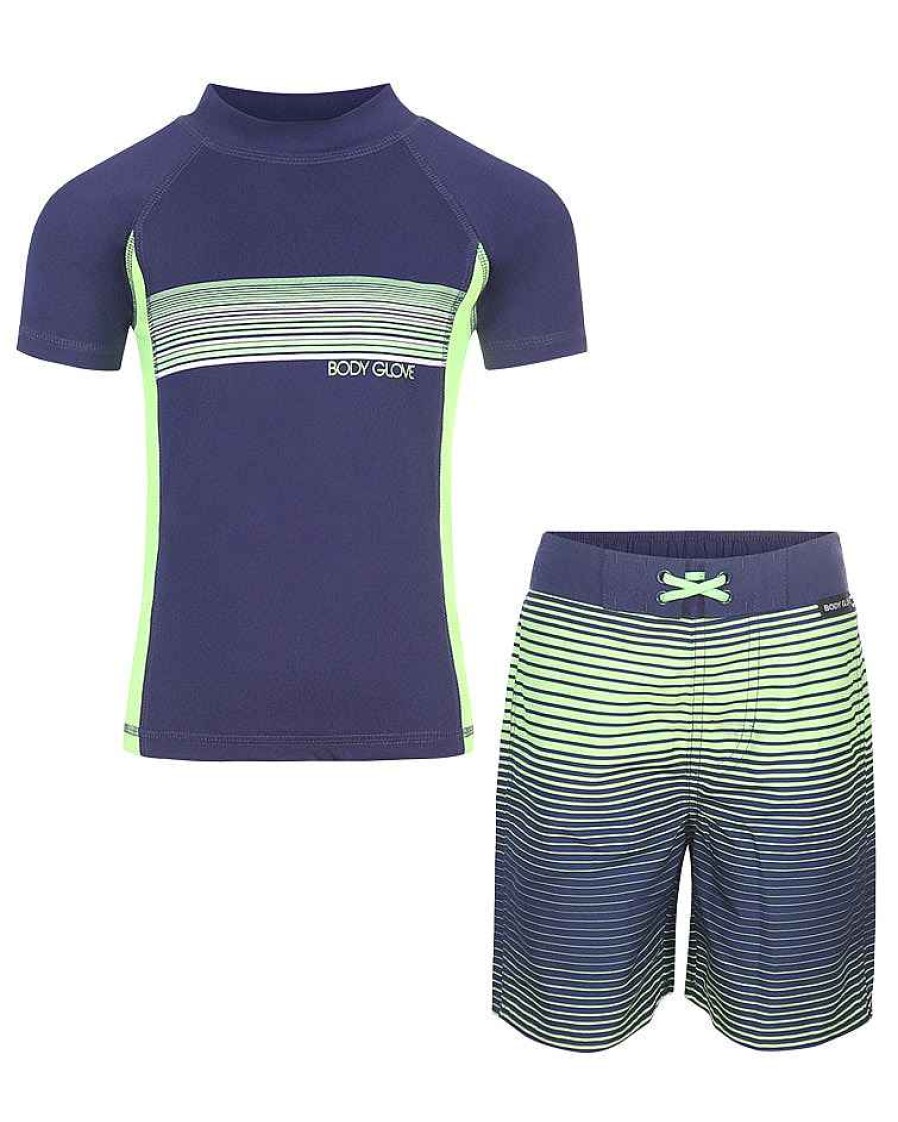 Kids Babyfair Paddle Pals | Boys' Rash Guard & Swim Shorts Set Blue & Green