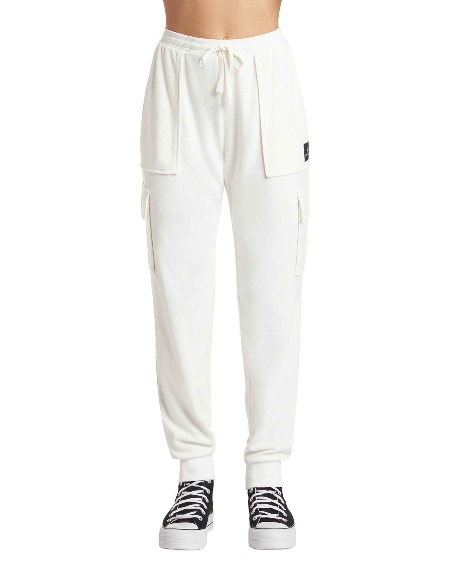 Women Jerry Leigh Bottoms | Midnight Hour High-Rise Cargo Jogger Sweatpants Cream