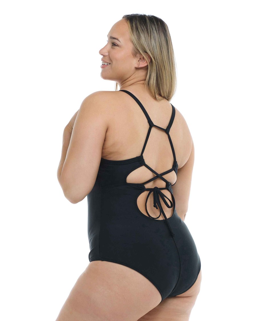 Swimwear SGS Plus Size Swimwear | Smoothies Sandbar Plus Size One-Piece Swimsuit Black