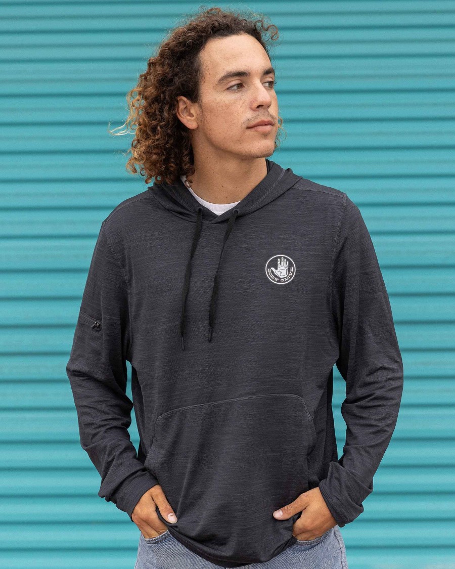 Men Jerry Leigh Hoodies & Jackets | Men'S Helm Hybrid Hoodie Charcoal