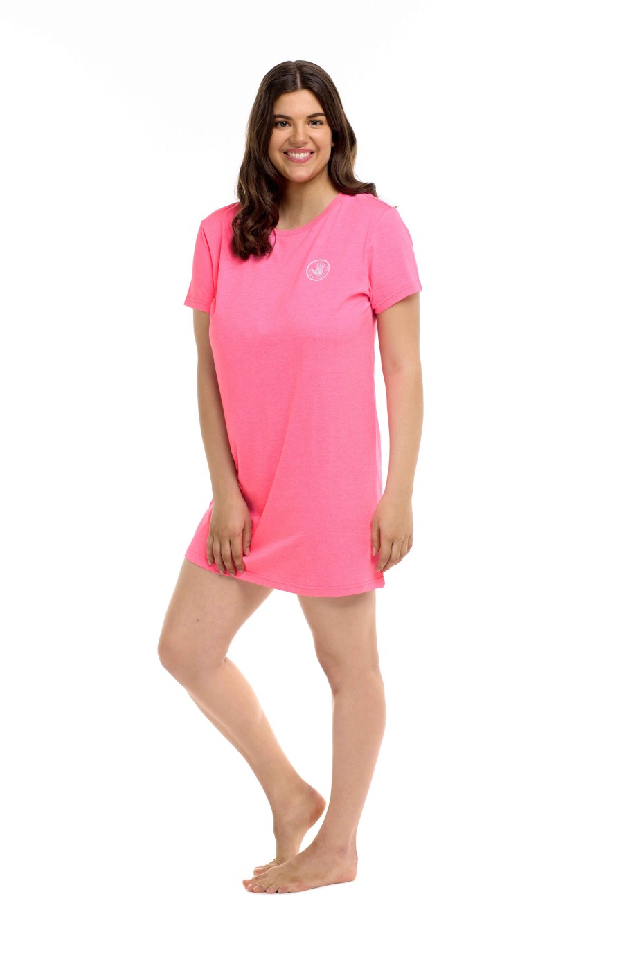 Swimwear SGS Cover-Ups | Brielle T-Shirt Dress Bubble Gum Heather