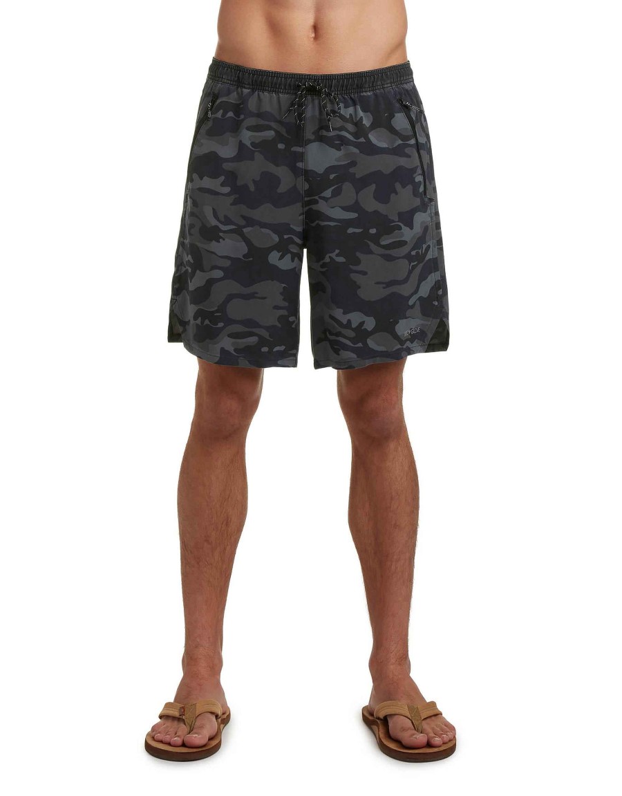 Men Jerry Leigh Shorts | Drifter 19" Hybrid Training Short Midnight Camo