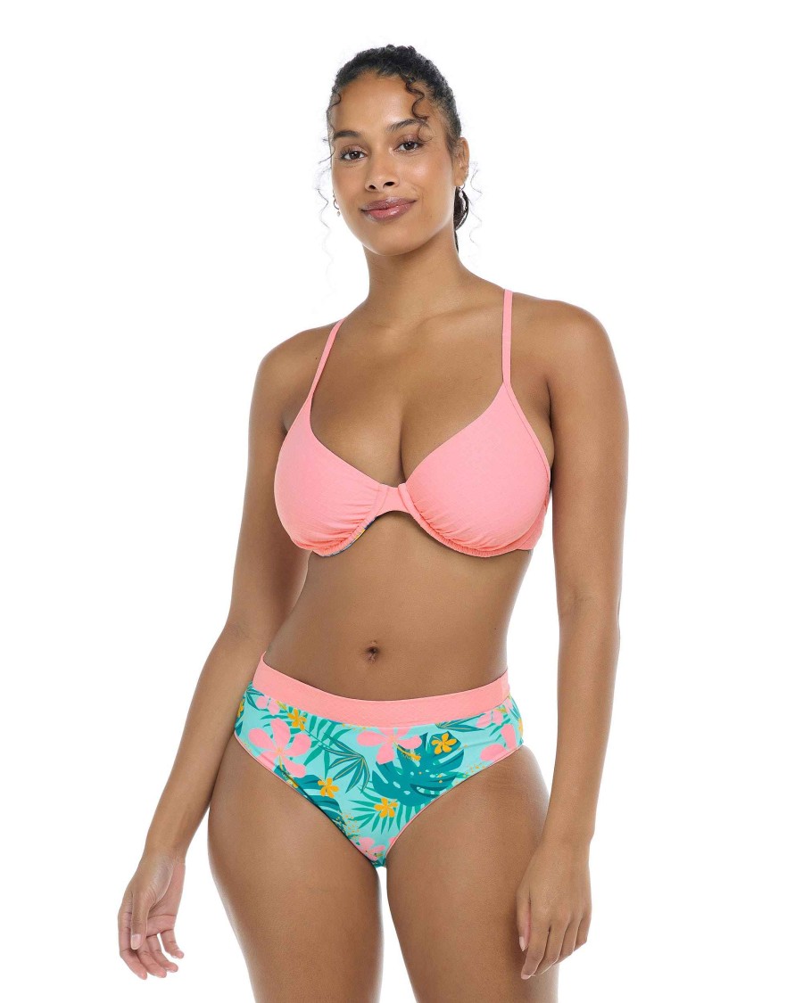 Swimwear SGS D-F Cup Tops | Flor Nove Solo Reversible D-F Cup Bikini Top Flor Nove / Sea Mist