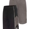 Kids Babyfair Apparel & Activewear | Boys' Solid And Side-Stripe Shorts Set (8-18) Black & Grey