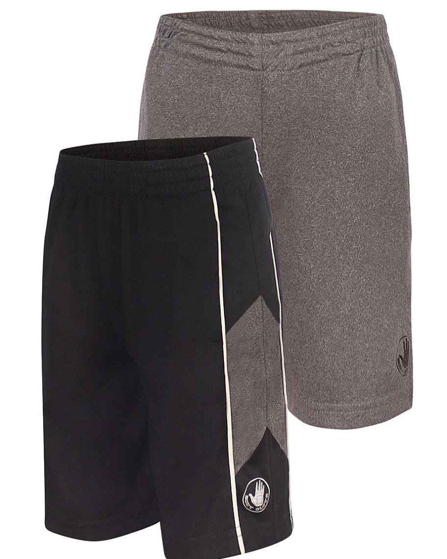 Kids Babyfair Apparel & Activewear | Boys' Solid And Side-Stripe Shorts Set (8-18) Black & Grey