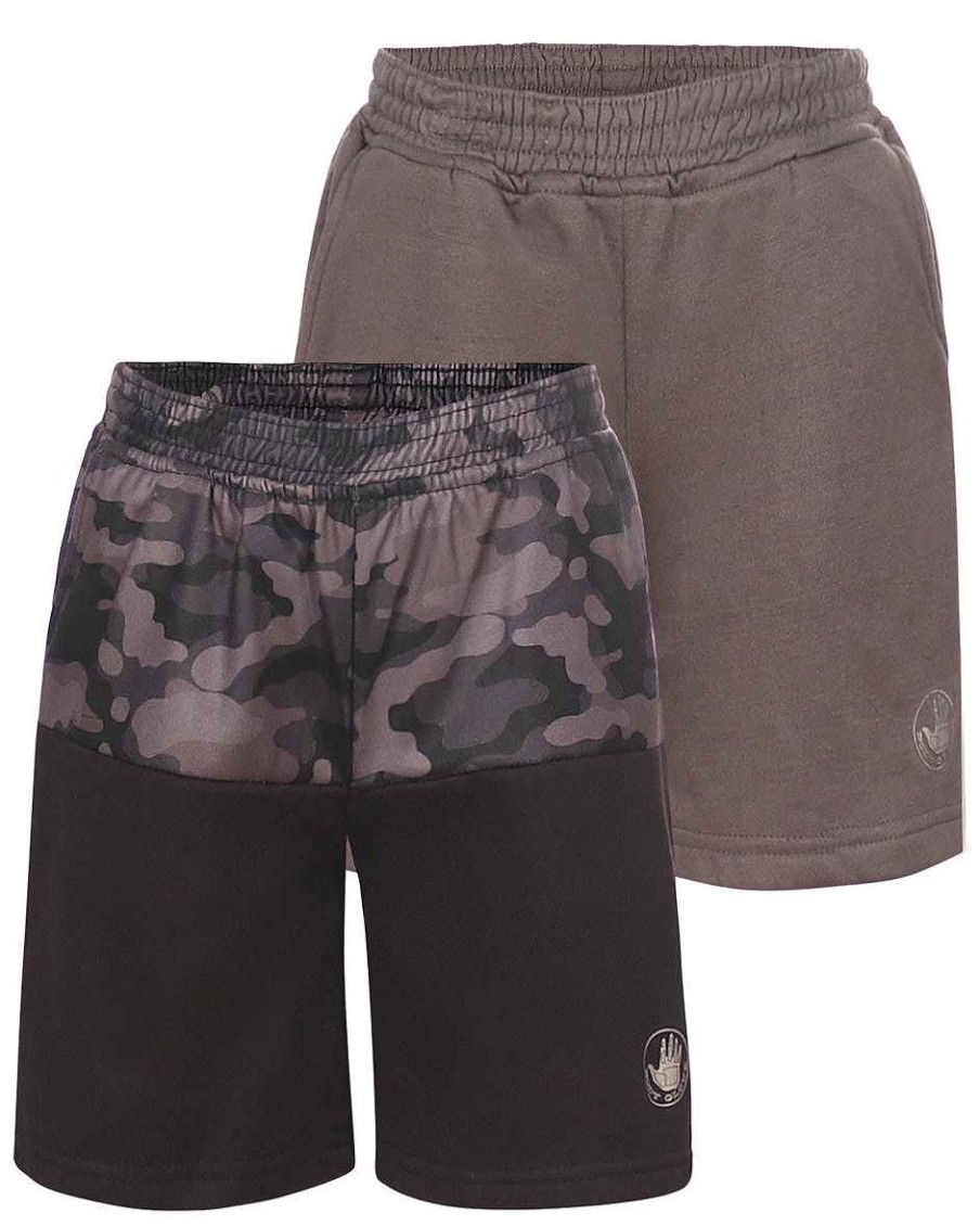 Kids Babyfair Apparel & Activewear | Boys' Solid And Camo/Black Shorts Set (4-7) Camo/Black & Grey