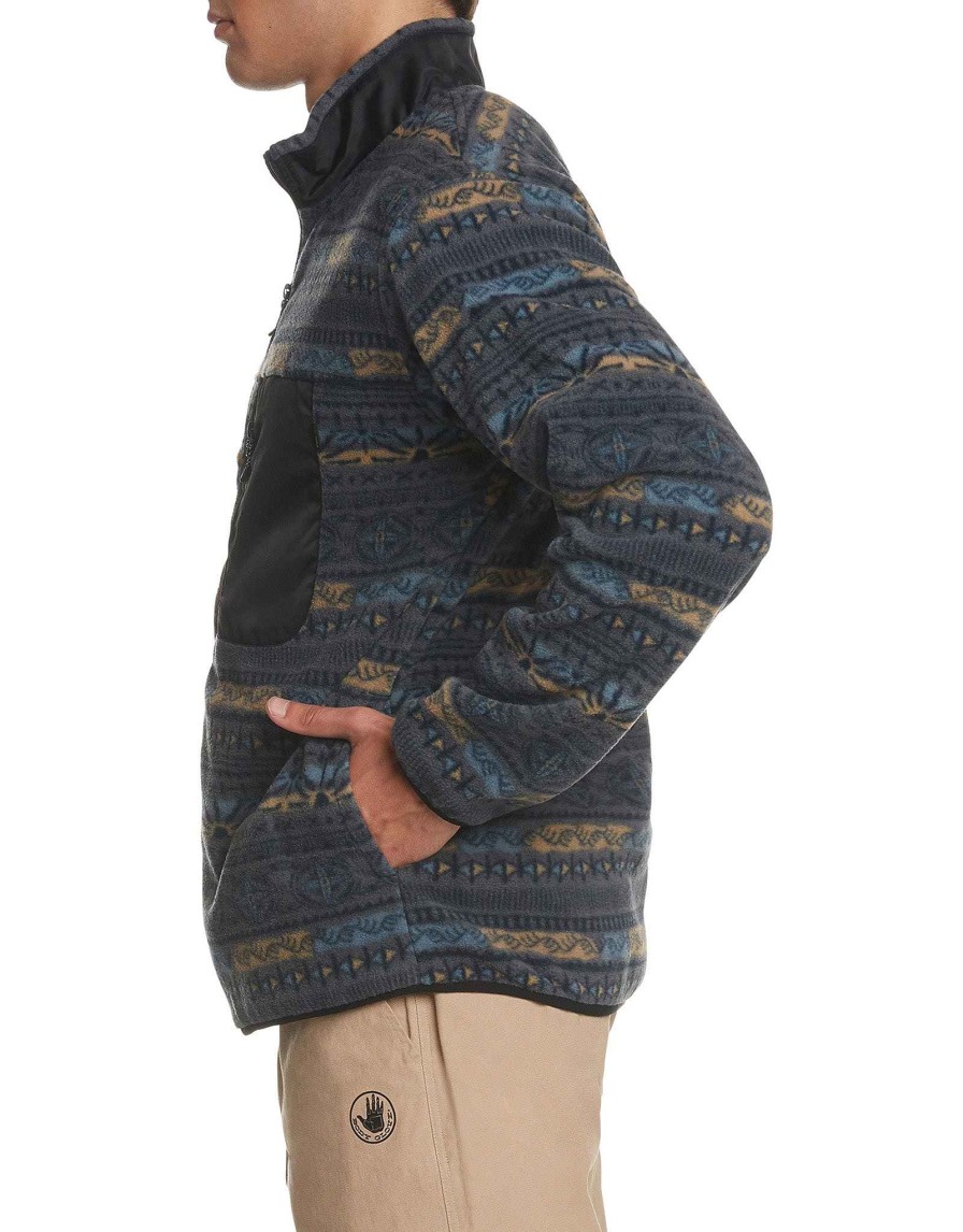 Men Jerry Leigh Hoodies & Jackets | Timeless Tribal Fleece Jacket - Tribal Black- Sand Print