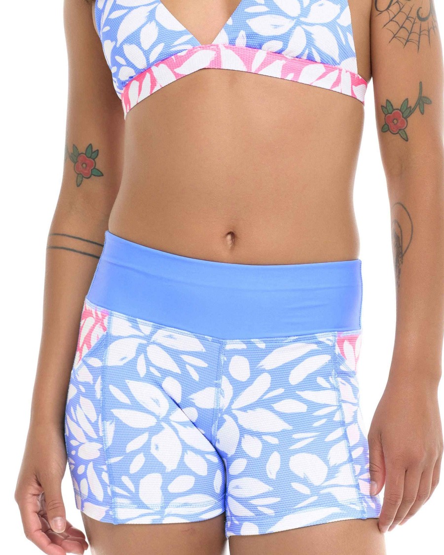 Swimwear SGS Cross-Overs | Petals Splash Short - Periwinkle Petals Periwinkle