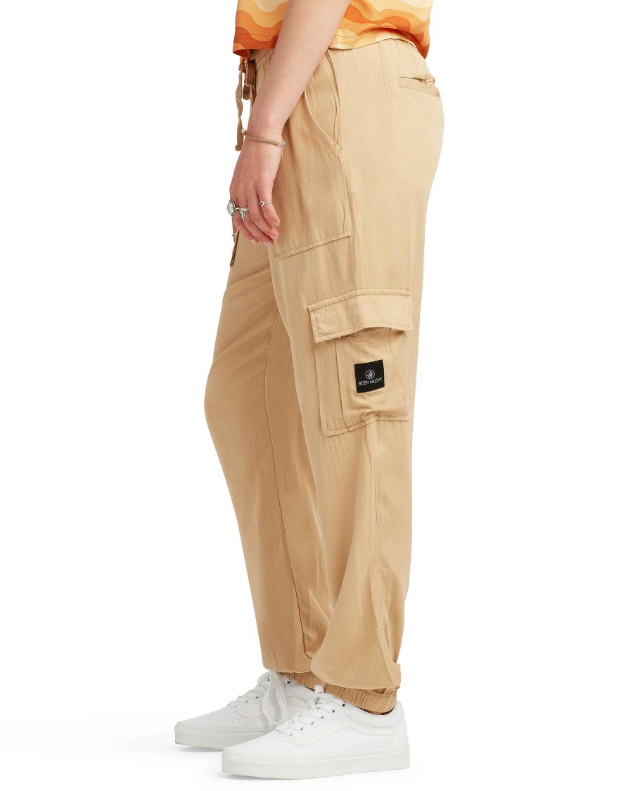 Women Jerry Leigh Bottoms | Myly Mid-Rise Cargo Jogger Pant Tan