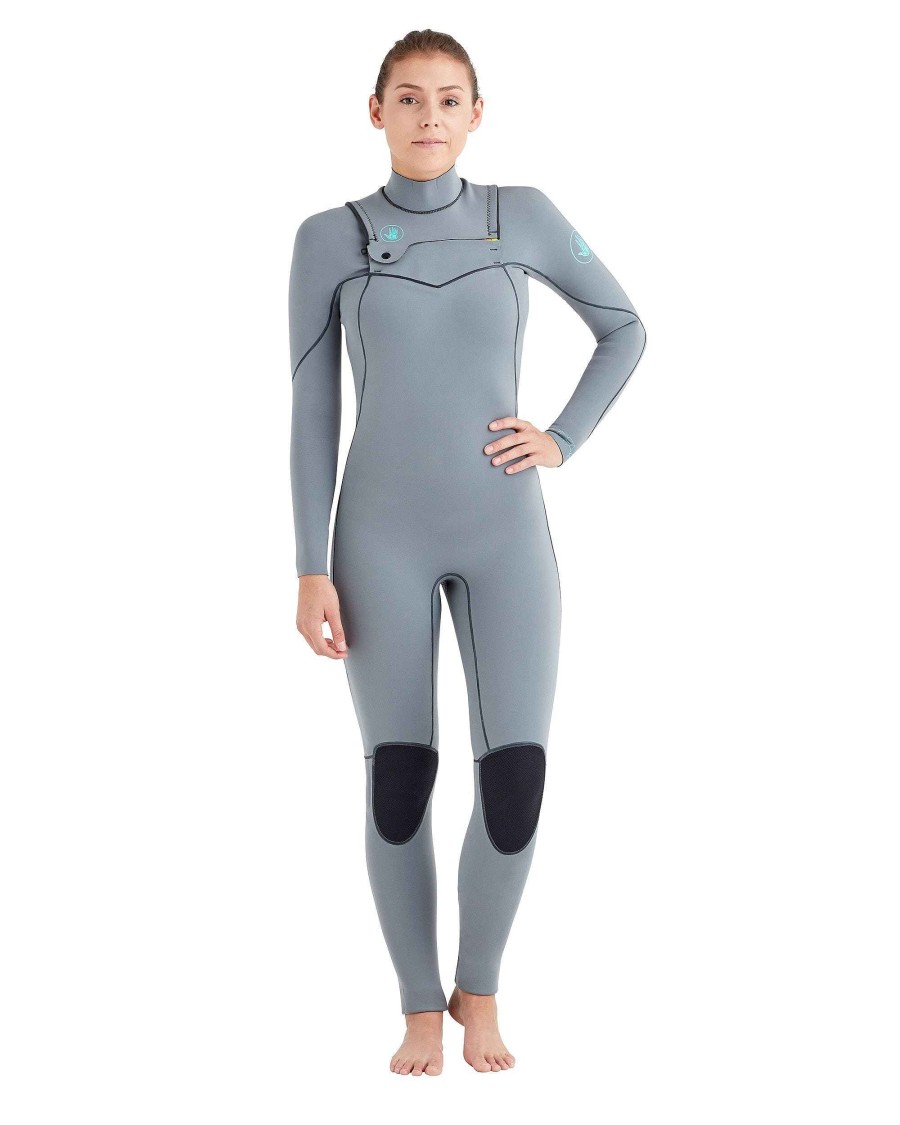 Wetsuits SDI Fullsuits | Women'S Topaz 3/2Mm Chest-Zip Fullsuit - Grey Wetsuit: Grey