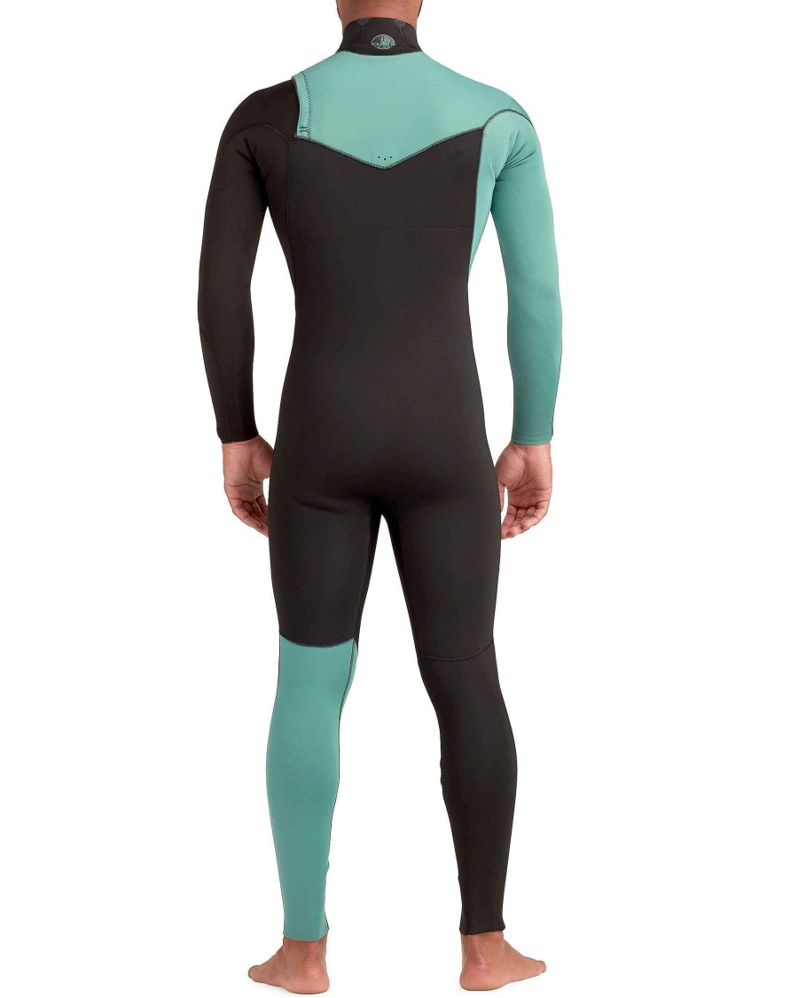 Men SDI Wetsuits | Variant 3/2Mm Men'S Chest-Zip Fullsuit - Black/Green Black-Green