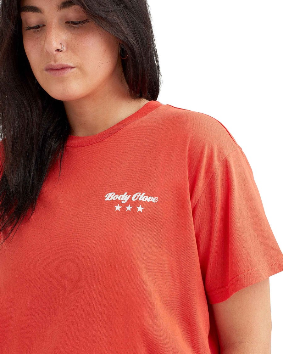 Women Jerry Leigh Tops | Hot Rod Short-Sleeved T-Shirt Fiery Red