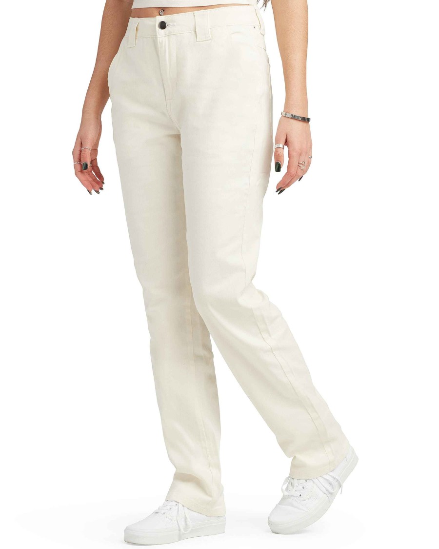 Women Jerry Leigh Bottoms | Sandy Mid Rise Relaxed Fit Pant Cream