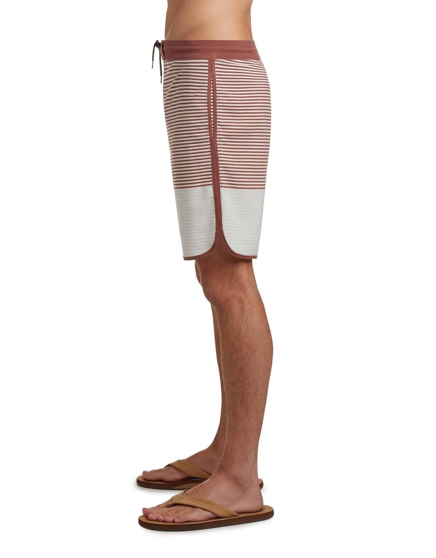 Swimwear Jerry Leigh Boardshorts | Og Scallop 19" Boardshorts - Burgandy Stripe Burgundy Stripe