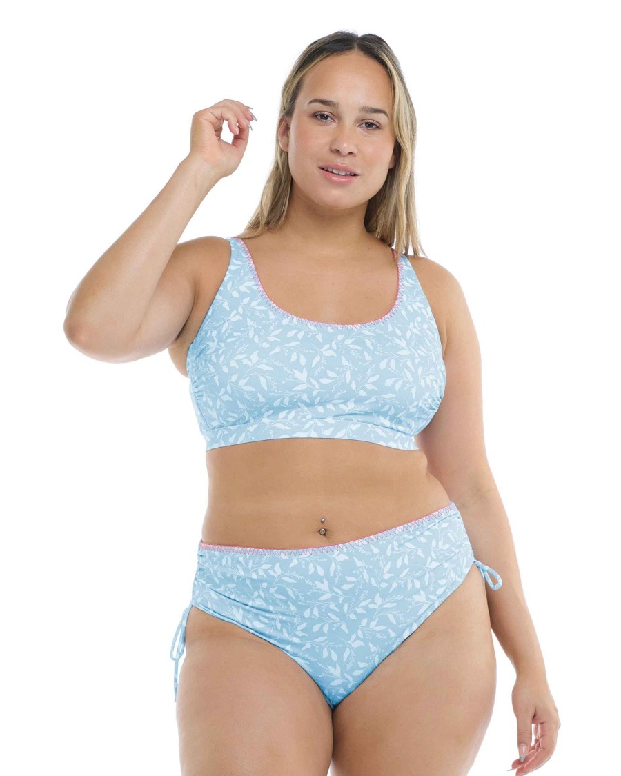 Swimwear SGS Plus Size Swimwear | Flowery Skies Amore Plus Size Bikini Top Baby Blue