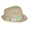 Women FGX Headwear | Straw Fedora Hat Kaleidoscope