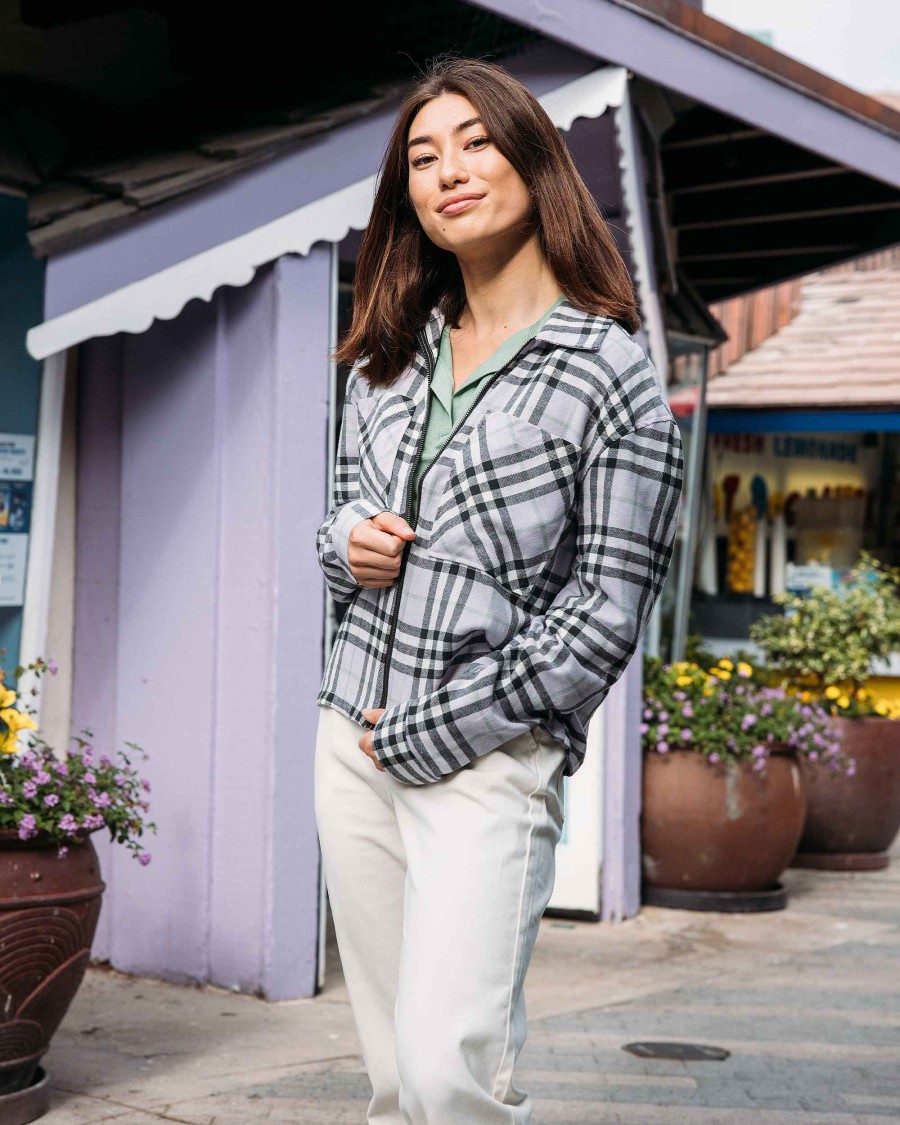 Women Jerry Leigh Hoodies & Jackets | Style Match Plaid Flannel Shacket Lavender