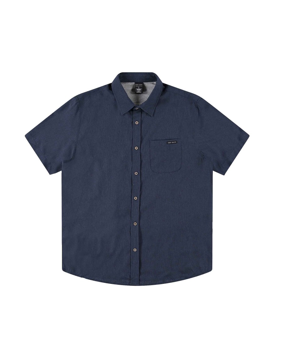 Men Island Daze Button Up Shirts | The Breeze Upf 50+ Button-Up Navy