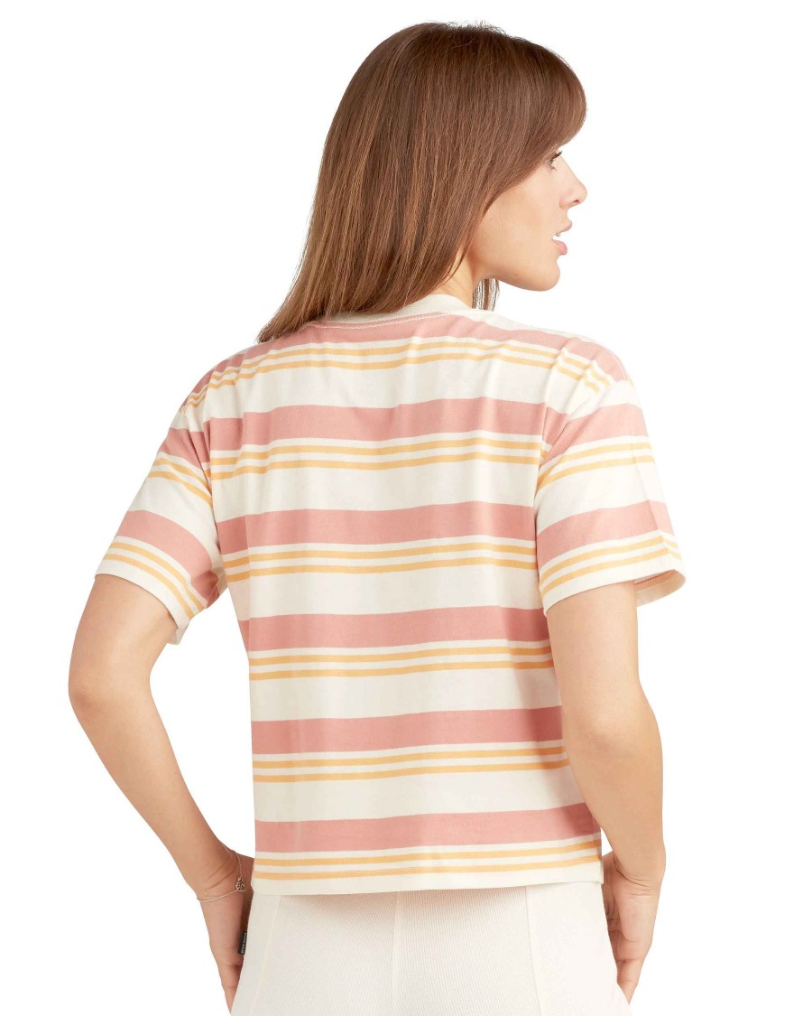 Women Jerry Leigh Tops | Royal Hawaiian Striped Relaxed Fit Crop T-Shirt Mango