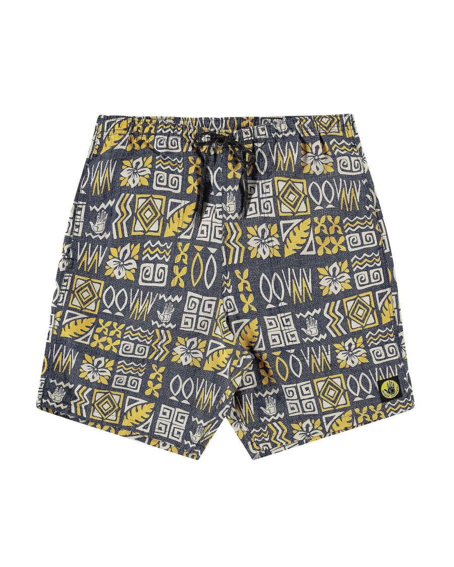 Men Jerry Leigh Shorts | Burnout Trail Shorts - Tribal Sapphire