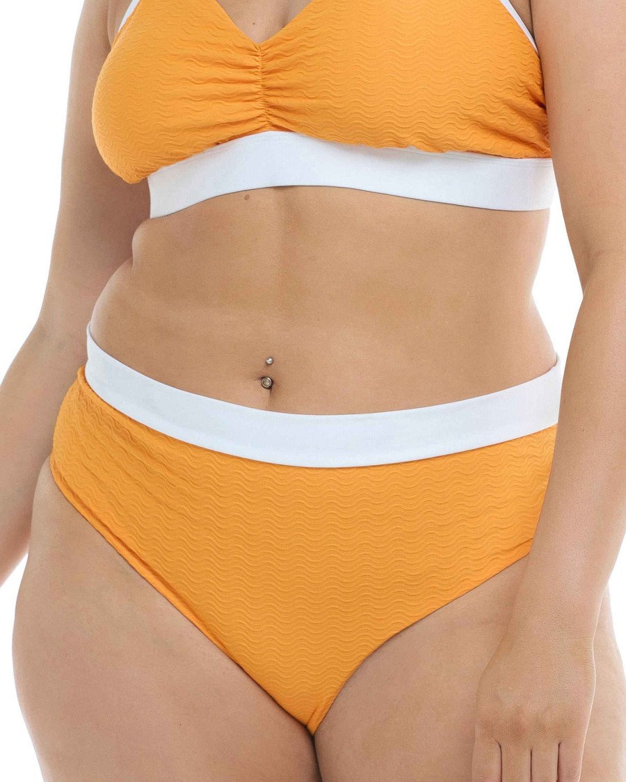 Swimwear SGS Plus Size Swimwear | Ripple Marlee Plus-Size High-Waist Bikini Bottom Yellow