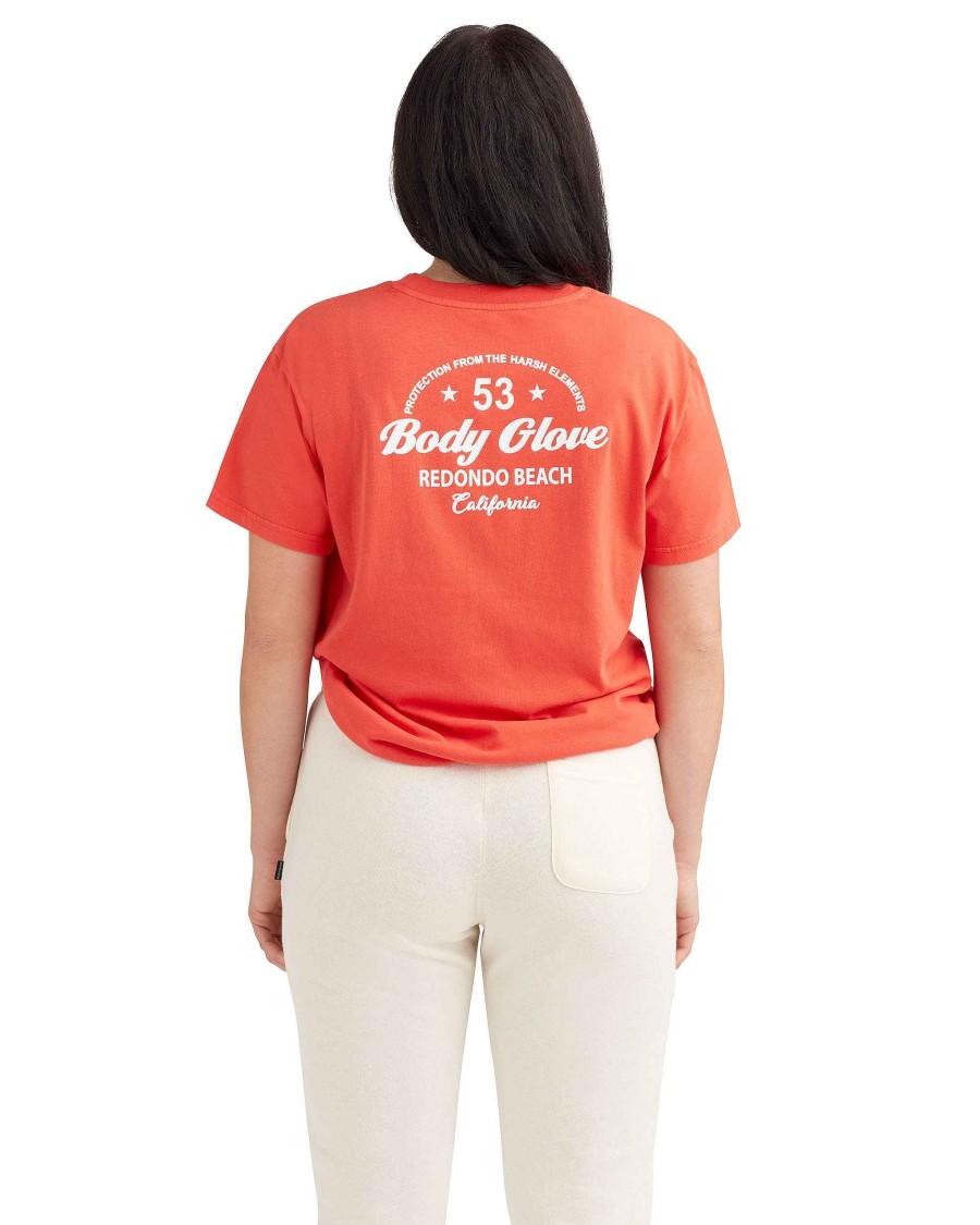 Women Jerry Leigh Tops | Hot Rod Short-Sleeved T-Shirt Fiery Red